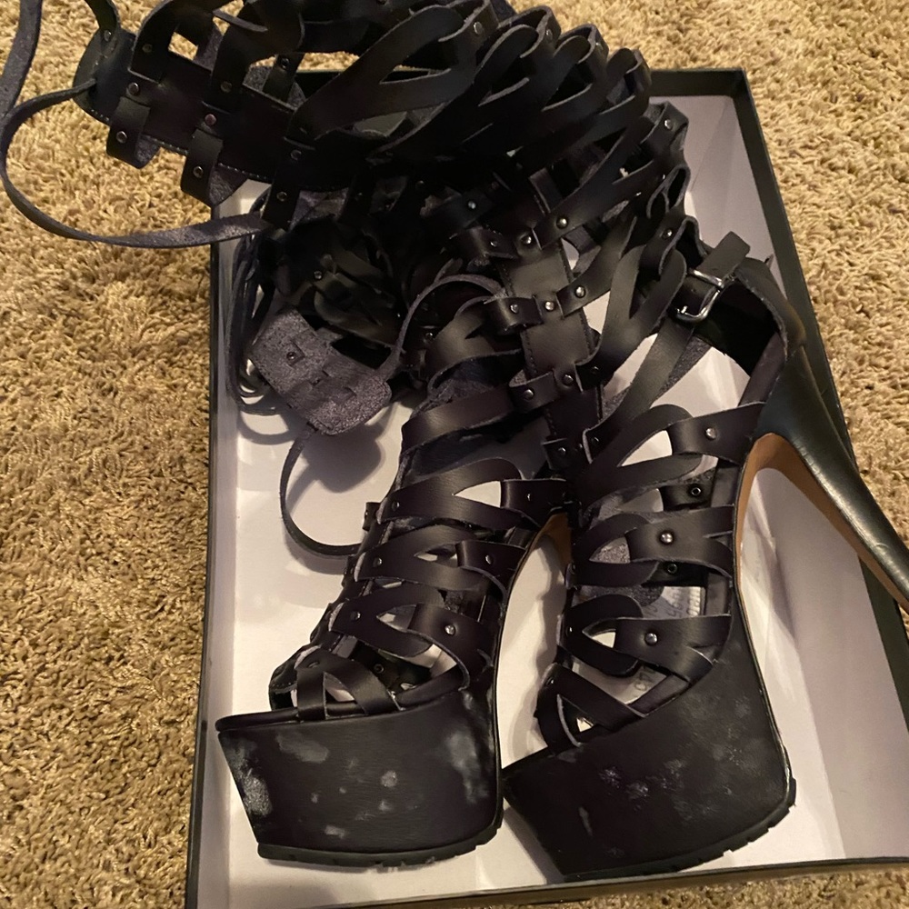 Bebe Black High Platform Gladiator sandal